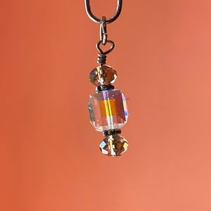 Swarovski crystal iridescent necklace pendant